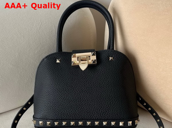 Valentino Garavani Rockstud Small Handbag in Black Grainy Calfskin Replica