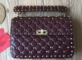 Valentino Garavani Rockstud Spike Medium Chain Bag in Burgundy Soft Nappa Lambskin Leather For Sale