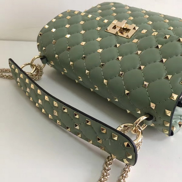 Valentino Garavani Rockstud Spike Medium Chain Bag in Light Green Soft Nappa Lambskin Leather For Sale