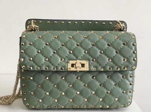 Valentino Garavani Rockstud Spike Medium Chain Bag in Light Green Soft Nappa Lambskin Leather For Sale