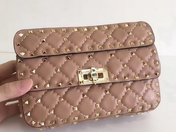 Valentino Garavani Rockstud Spike Small Chain Bag in Dove Grey Soft Lambskin Leather For Sale