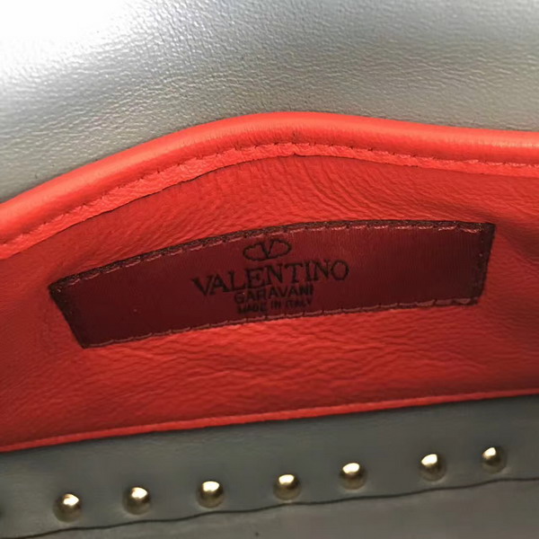 Valentino Garavani Rockstud Spike Small Chain Bag in Light Blue Soft Lambskin Leather For Sale