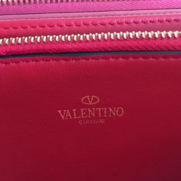 Valentino Garavani Rockstud Spike Zip Continental Wallet in Pink Soft Lambskin Leather For Sale