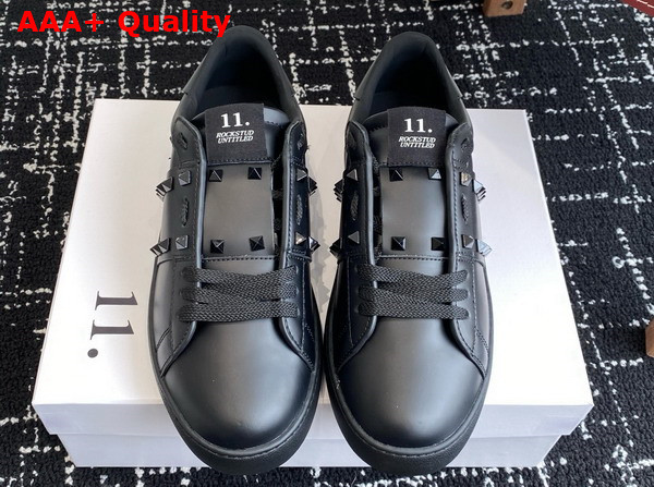 Valentino Garavani Rockstud Untitled Sneaker in Black Calfskin Replica