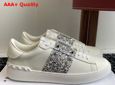 Valentino Garavani Rockstud Untitled Sneaker in Calfskin with Strass White Replica