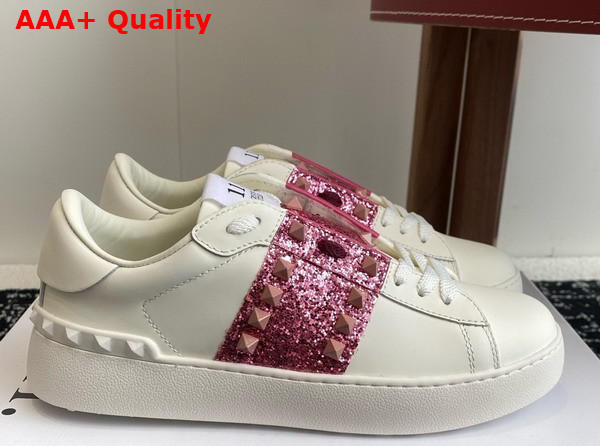 Valentino Garavani Rockstud Untitled Sneaker in Calfskin with Strass White Replica