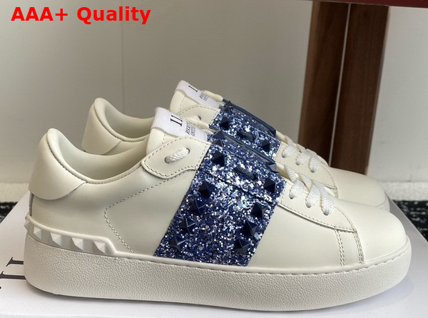 Valentino Garavani Rockstud Untitled Sneaker in Calfskin with Strass White Replica