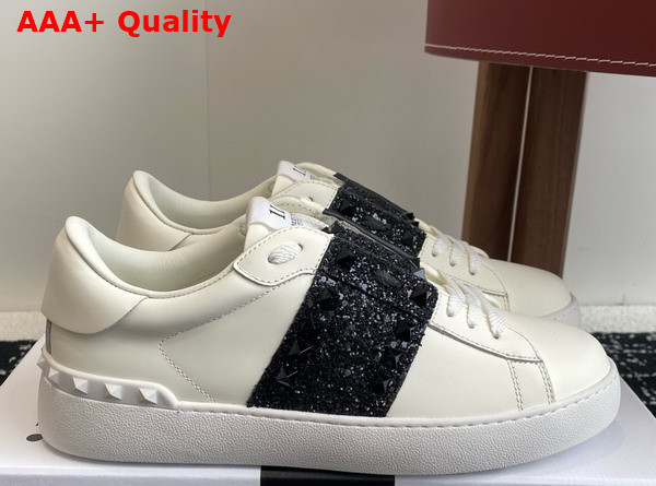 Valentino Garavani Rockstud Untitled Sneaker in Calfskin with Strass White Replica