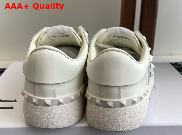 Valentino Garavani Rockstud Untitled Sneaker in White Calfskin with Silver Studs Replica