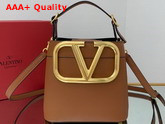 Valentino Garavani Supervee Calfskin Handbag in Saddle Brown Replica