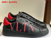 Valentino Garavani VLTN Calfskin Open Sneaker in Black Replica
