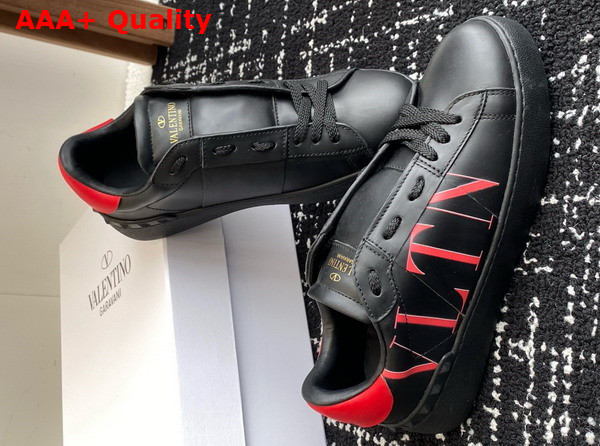 Valentino Garavani VLTN Calfskin Open Sneaker in Black Replica