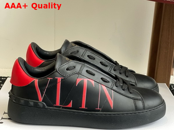 Valentino Garavani VLTN Calfskin Open Sneaker in Black Replica