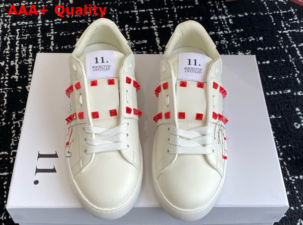Valentino Garavani VLTN Rockstud Untitled Sneaker in White Calfskin Replica