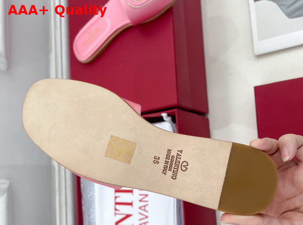 Valentino Garavani VLogo Cut Out Slide Sandal in Pink Satin Replica