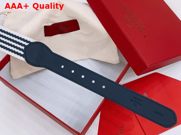 Valentino Garavani VLogo Signature Belt in Ribbon and Calfskin White Blue Worker Replica