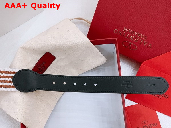 Valentino Garavani VLogo Signature Belt in Ribbon and Calfskin White Testa Di Moro Black Replica