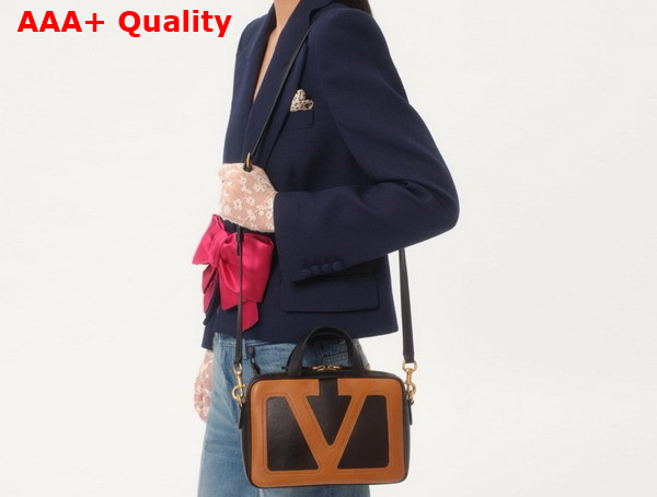Valentino Garavani Viva Superstar Nappa Leather Crossbody Bag Black and Spice Replica