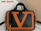 Valentino Garavani Viva Superstar Nappa Leather Handbag Black and Spice Replica