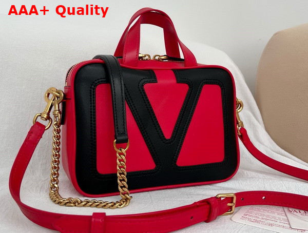 Valentino Garavani Viva Superstar Nappa Leather Handbag Red and Black Replica