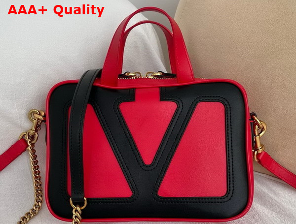 Valentino Garavani Viva Superstar Nappa Leather Handbag Red and Black Replica