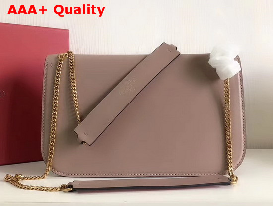Valentino Garavani Vlock Brushed Calfskin Shoulder Bag in Nude Replica