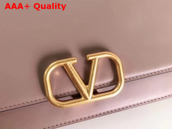Valentino Garavani Vlock Brushed Calfskin Shoulder Bag in Nude Replica