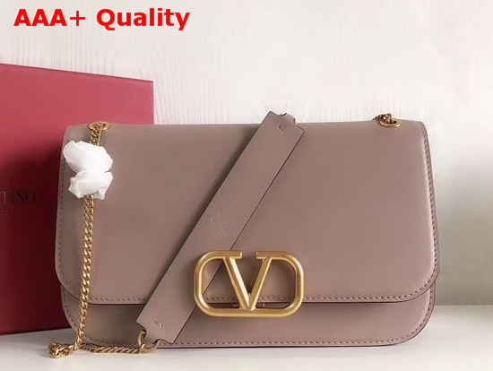 Valentino Garavani Vlock Brushed Calfskin Shoulder Bag in Nude Replica
