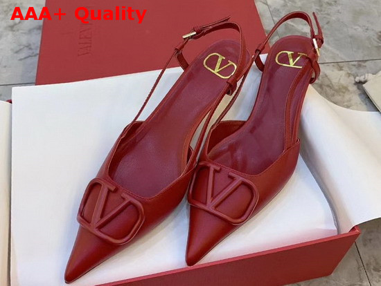 Valentino Garavani Vlogo Calfskin Slingback Pump in Red Replica