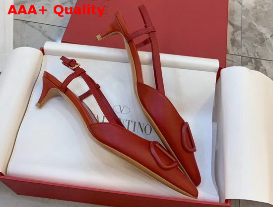 Valentino Garavani Vlogo Calfskin Slingback Pump in Red Replica