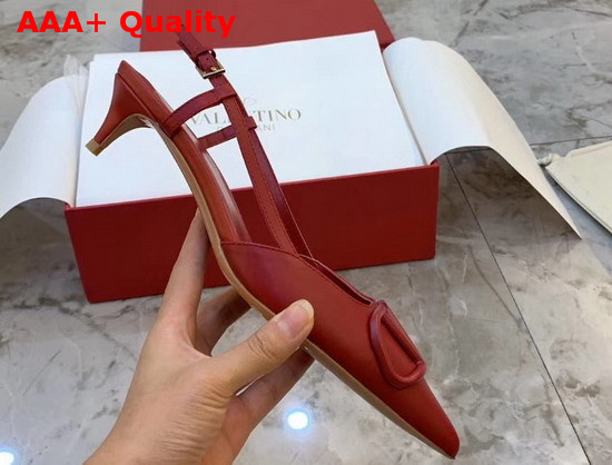 Valentino Garavani Vlogo Calfskin Slingback Pump in Red Replica