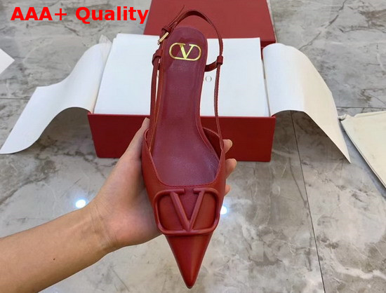 Valentino Garavani Vlogo Calfskin Slingback Pump in Red Replica