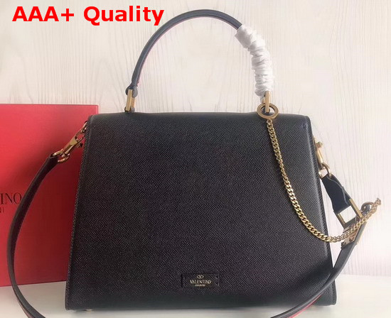 Valentino Garavani Vsling Handbag in Black Grainy Calfskin Leather Replica