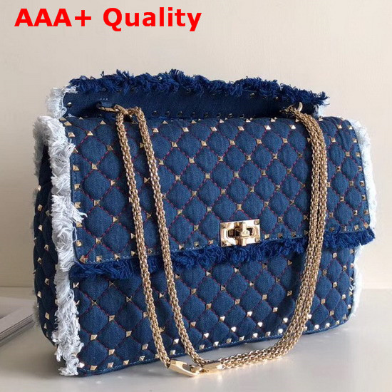 Valentino Maxi Denim Rockstud Spike Bag Replica