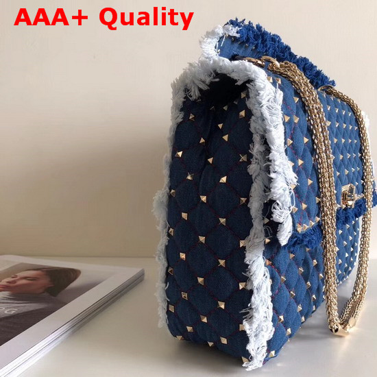 Valentino Maxi Denim Rockstud Spike Bag Replica