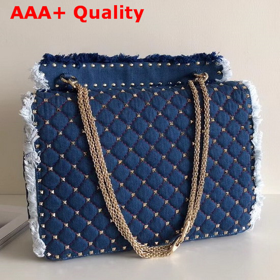 Valentino Maxi Denim Rockstud Spike Bag Replica