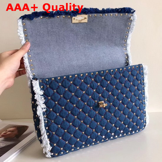 Valentino Maxi Denim Rockstud Spike Bag Replica