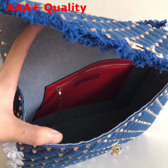 Valentino Maxi Denim Rockstud Spike Bag Replica