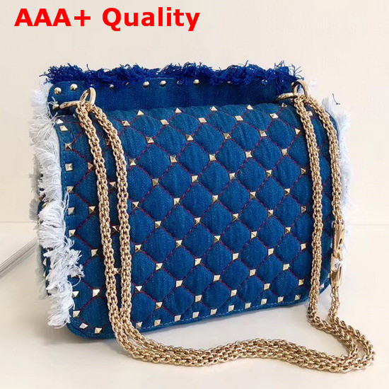Valentino Medium Denim Rockstud Spike Bag Replica