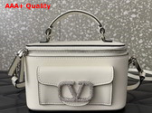 Valentino Mini Loco Calfskin Handbag with Jewel Logo White Replica