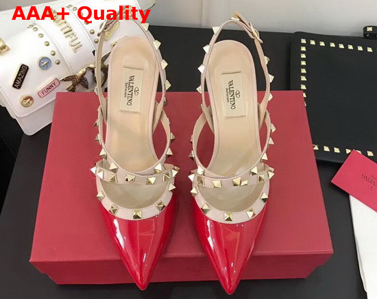 Valentino Patent Rockstud Caged Pump in Red Replica