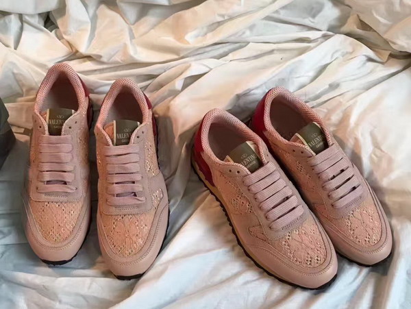 Valentino Rockrunner Lace Sneaker in Pink For Sale