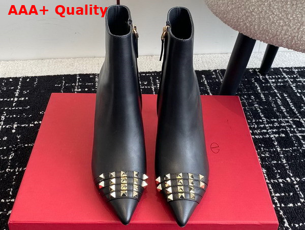 Valentino Rockstud Calfskin Ankle Boot in Black Replica