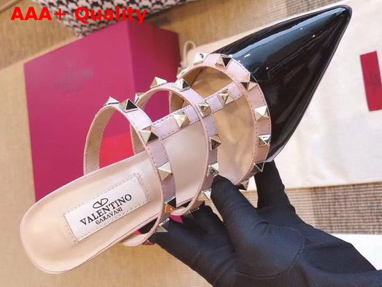 Valentino Rockstud Mules in Black Patent Leather Replica