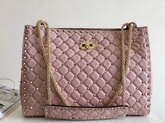 Valentino Rockstud Spike Tote in Pink Lambskin with Gold Metal For Sale