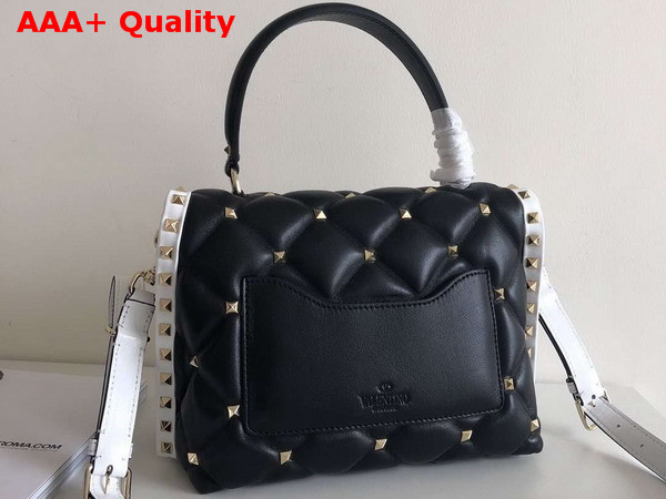 Valentino Rockstud Top Handle Bag in White and Black Soft Lambskin Replica