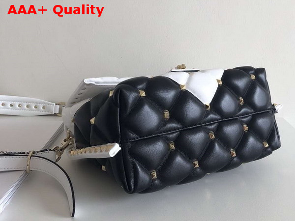 Valentino Rockstud Top Handle Bag in White and Black Soft Lambskin Replica
