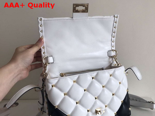 Valentino Rockstud Top Handle Bag in White and Black Soft Lambskin Replica