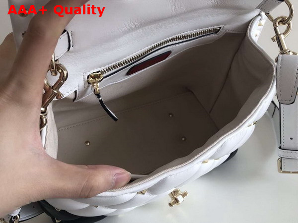 Valentino Rockstud Top Handle Bag in White and Black Soft Lambskin Replica