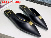 Valentino Roman Stud Flat Mule Black Calfskin Replica